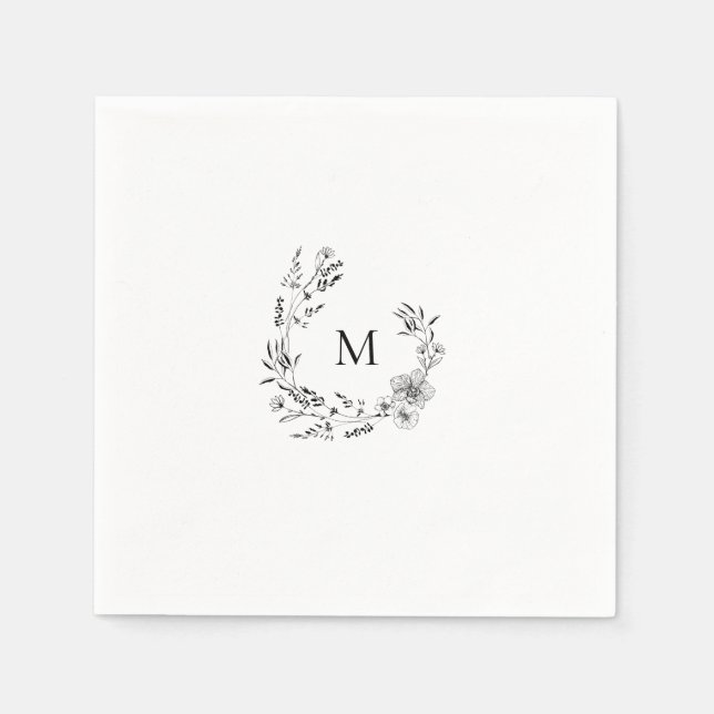 Serviette En Papier Élégant Crest Monogram Mariage Napkin (Devant)