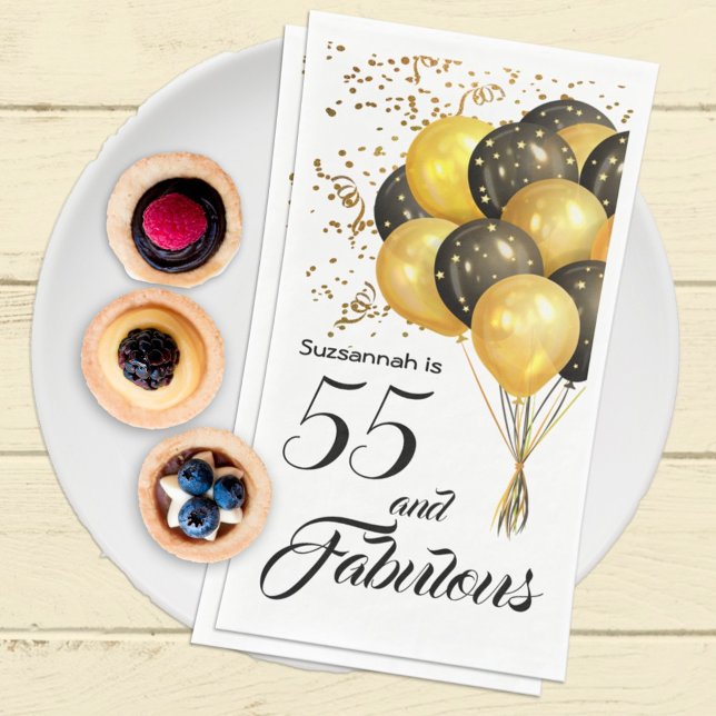 Serviette En Papier Elegant Custom Birthday Gold Confeti Black Text (Créateur téléchargé)