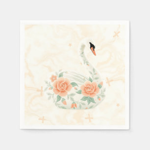 Serviette En Papier Elégant cygne Art Déco aux motifs floraux