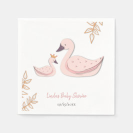 Serviette En Papier Elégant cygne rose avec Baby shower fille Cygnet