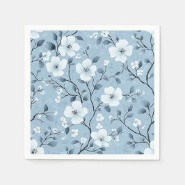 Serviette En Papier Élégant Dainty Blossoms sur Arrière - plan bleu