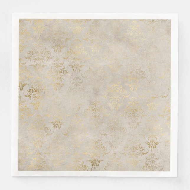 Serviette En Papier Élégant damas ivoire pour toutes les occasions (Devant)
