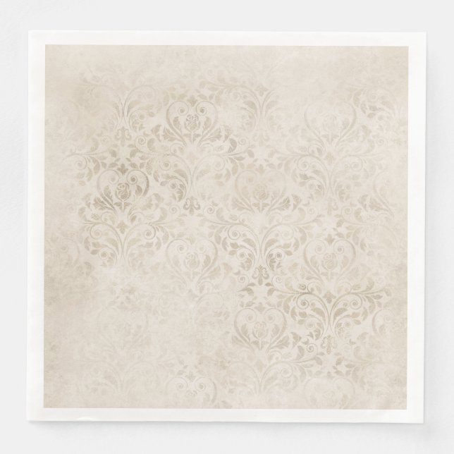Serviette En Papier Élégant damas ivoire pour toutes les occasions (Devant)