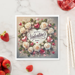 Serviette En Papier Elégant design de Saint Valentin avec Rose