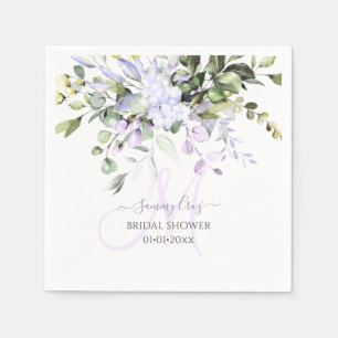 Serviette En Papier Élégant dusté violet Eucalyptus Monogramme