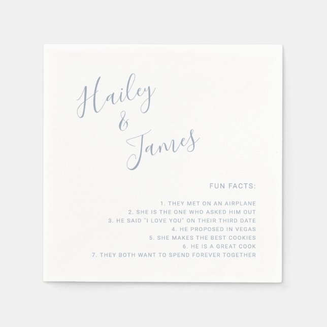 Serviette En Papier Elégant Dusty Blue Mariage moderne (Devant)