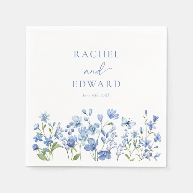 Serviette En Papier Elégant Dusty Fleur sauvage Mariage (Devant)