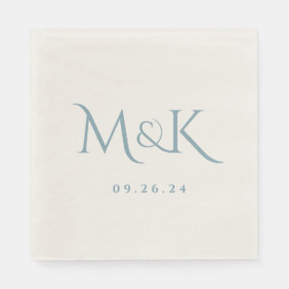 Serviette En Papier Élégant et simple Mariage bleu Dusty