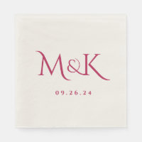Élégant et simple Mariage Magenta Monogramme