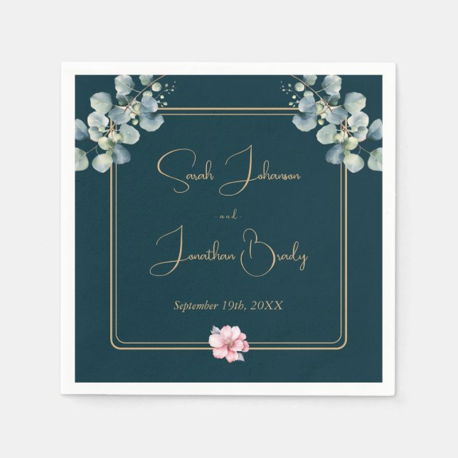 Serviette En Papier Elégant Eucalyptus Mariage de feuillage (Devant)