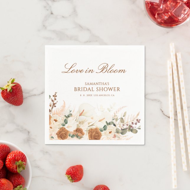 Serviette En Papier Elegant Fall Floral Bridal Shower (En situation)