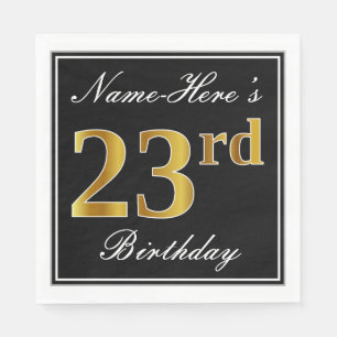 Serviette En Papier Elégant, Faux Gold 23ème anniversaire + Nom person
