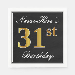 Serviette En Papier Elégant, Faux Gold 31ème anniversaire + Nom pers