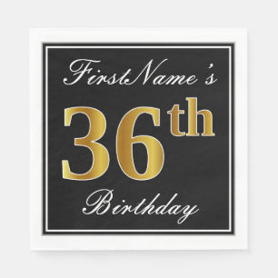 Serviette En Papier Elégant, Faux Gold 36e anniversaire + Nom personna