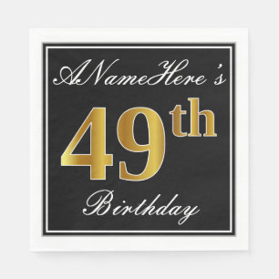 Serviette En Papier Elégant, Faux Gold 49e anniversaire + Nom personna