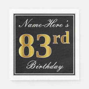 Serviette En Papier Elégant, Faux Gold 83ème anniversaire + Nom person