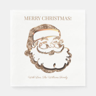 Serviette En Papier Élégant Faux Gold Santa Claus Joyeux Noël