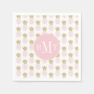 Serviette En Papier Élégant faux or motif d'ananas tropical