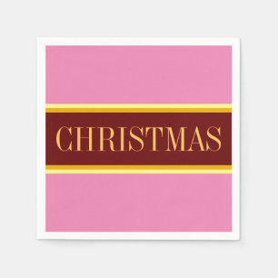 Serviette En Papier Élégant Festif Rose Rouge Blanc NOËL Stripes