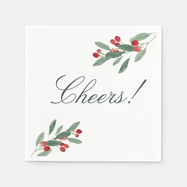 Serviette En Papier Elégant Feuilles & Berries Gîtes (Devant)