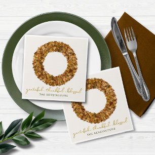 Serviette En Papier Élégant Feuilles d'automne Thanksgiving Rustic Wre