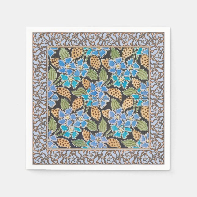 Serviette En Papier Élégant Fleur Bleu Périwinkle Floral Classic (Devant)