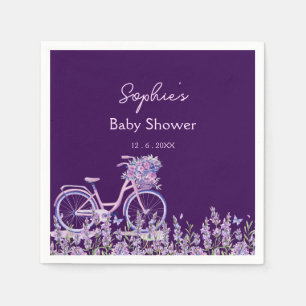 Serviette En Papier Élégant Fleur sauvage  Baby shower vélo