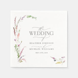 Serviette En Papier Élégant Fleur sauvage  Floral Mariage
