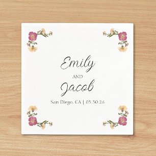 Serviette En Papier Élégant Fleur sauvage Garden Party Simple Mariage