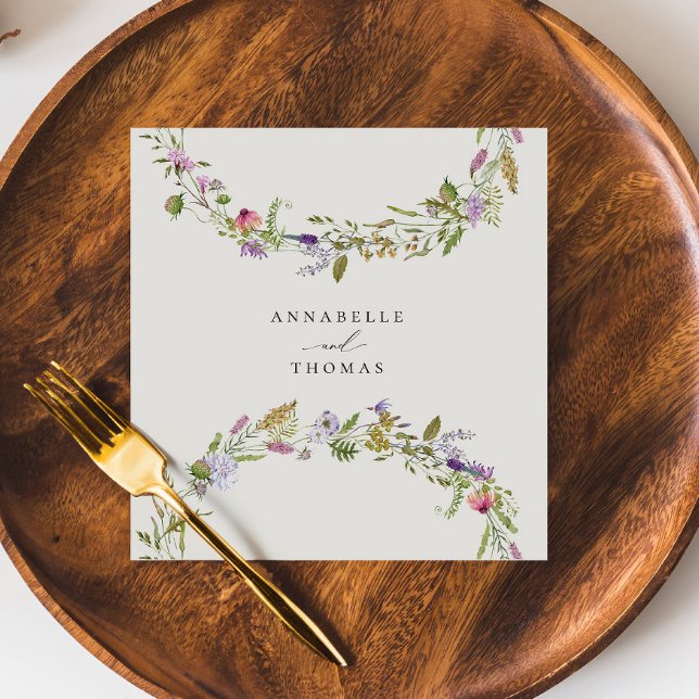 Serviette En Papier Élégant Fleur sauvage Jardin Mariage de couronne (Créateur téléchargé)