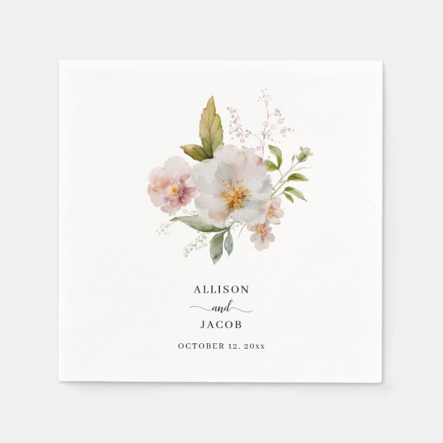 Serviette En Papier Élégant Fleur sauvage Mariage Boho (Devant)