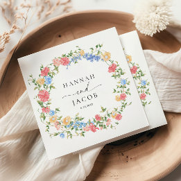 Serviette En Papier Élégant Fleur sauvage Mariage personnalisé