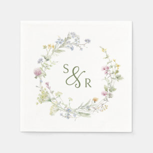 Serviette En Papier Élégant Fleur sauvage Pastel Soft Mariage botaniqu