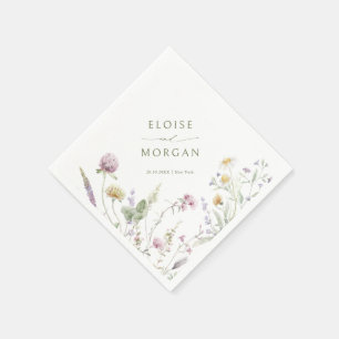 Serviette En Papier Élégant Fleur sauvage Pastel Soft Mariage botaniqu