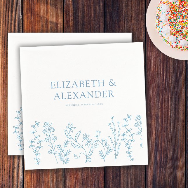 Serviette En Papier Élégant Fleur sauvage Périwinkle Mariage (Créateur téléchargé)
