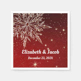 Serviette En Papier Élégant flocon de neige en Mariage rouge