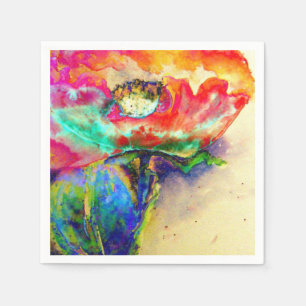 Serviette En Papier Elégant floral abstrait Pavot aquarelle