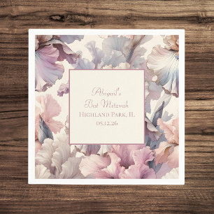 Serviette En Papier Élégant Floral Classic Blush Bat mitzvah