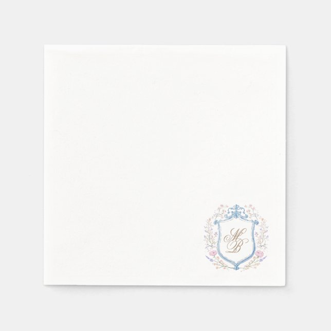 Serviette En Papier Elegant Floral Crest Wedding Paper Napkins (Devant)