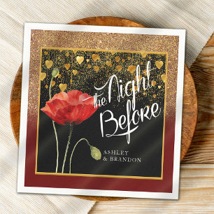 Serviette En Papier Élégant Floral Pailleté La Nuit Avant la Répétitio