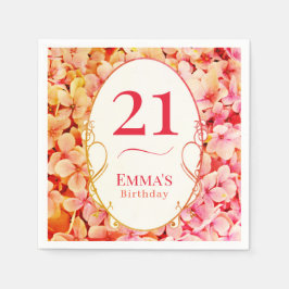 Serviette En Papier Elegant Floral Personalized 21st Birthday Party