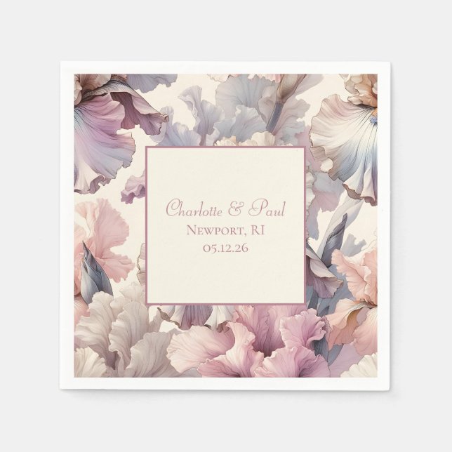 Serviette En Papier Élégant floral romantique classique Blush Mariage (Devant)