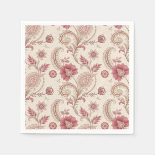 Serviette En Papier Élégant floral rose capricieux 