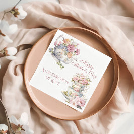 Serviette En Papier Elegant Floral Tea Party Happy Mother's Day