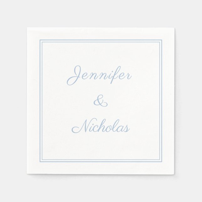 Serviette En Papier Elegant Formal Powder Blue Script Wedding (Devant)