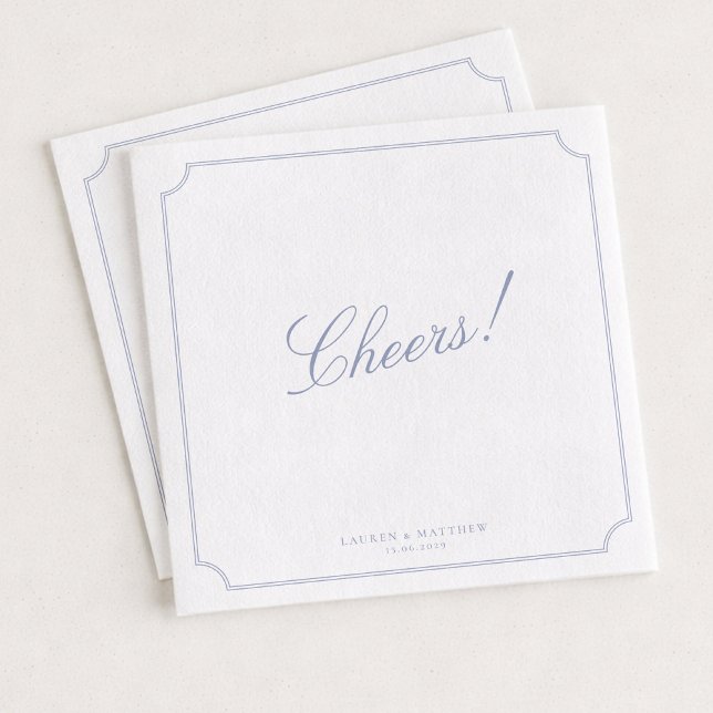 Serviette En Papier Elegant Frame Blue Wedding Napkins (Créateur téléchargé)