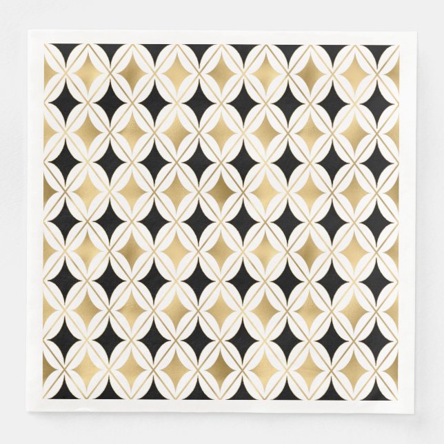 Serviette En Papier Élégant Français Black Gold Classic Glam (Devant)