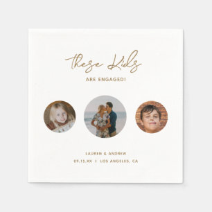 Serviette En Papier Elegant Funny Gold Kids Photo Engagement Party