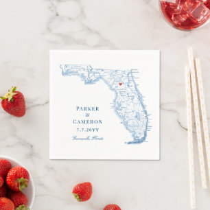 Serviette En Papier Elegant Gainesville Florida Mariage Carte