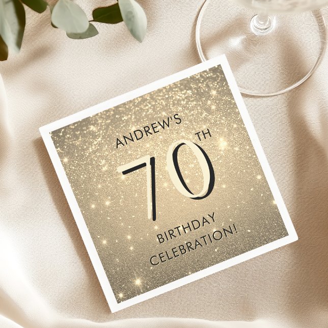 Serviette En Papier Elégant Gold 70e anniversaire (Créateur téléchargé)